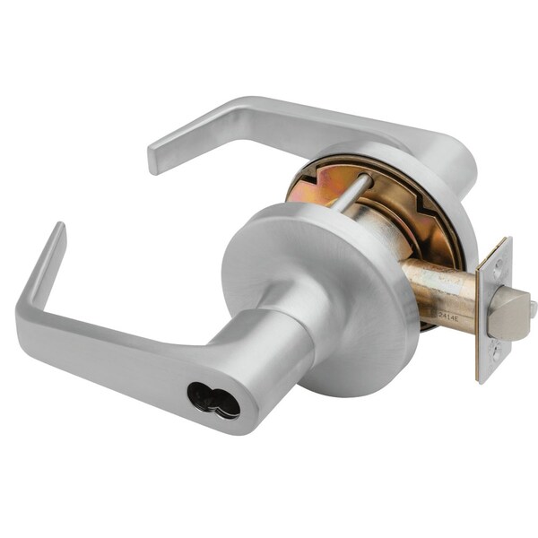 Grade 1 Asylum Cylindrical Lock, SFIC Prep Less Core, Dane Lever, Standard Rose, 5-in Backset Extens